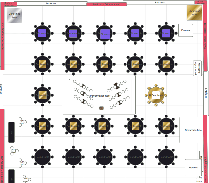 CaterKarma's 2D floor-plan editor